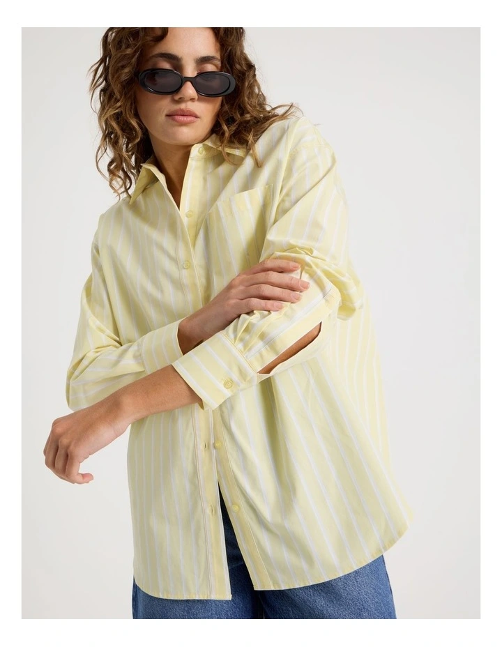 Poplin Oversized Long Sleeve Shirt in Yellow image 1