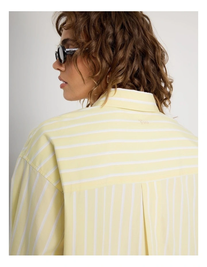 Poplin Oversized Long Sleeve Shirt in Yellow image 2