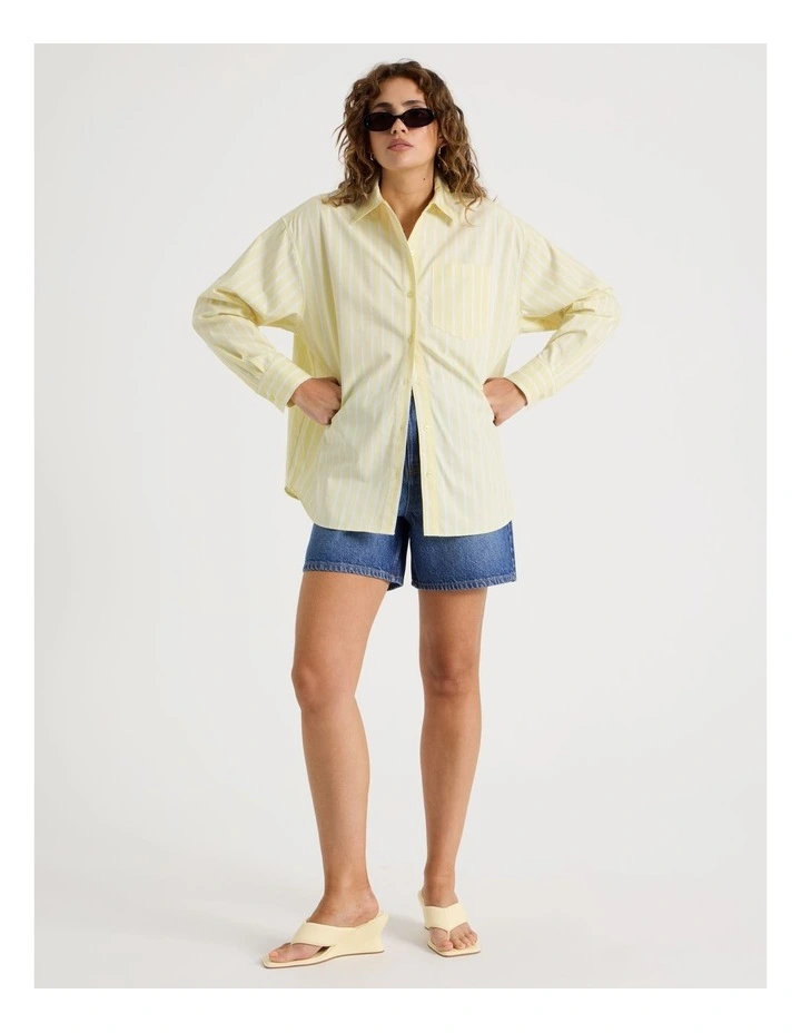 Poplin Oversized Long Sleeve Shirt in Yellow image 3