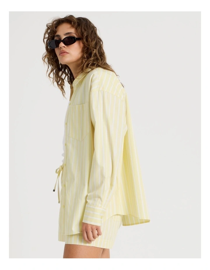 Poplin Oversized Long Sleeve Shirt in Yellow image 4