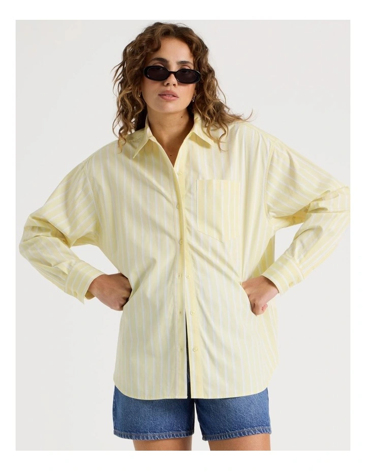 Poplin Oversized Long Sleeve Shirt in Yellow image 5