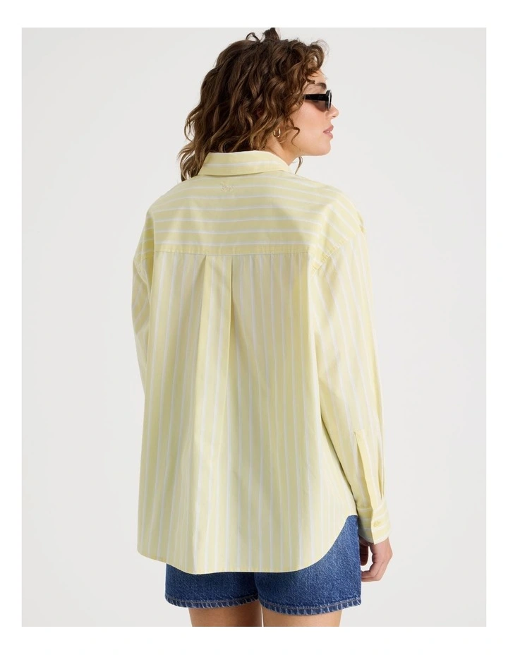 Poplin Oversized Long Sleeve Shirt in Yellow image 6