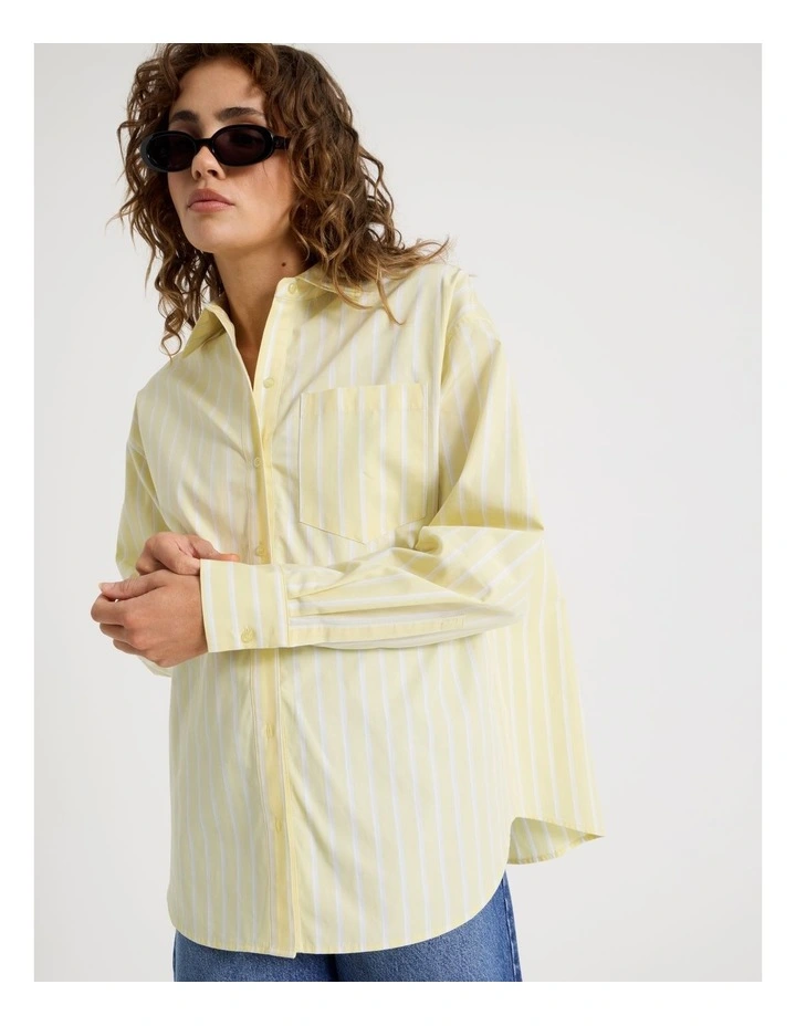 Poplin Oversized Long Sleeve Shirt in Yellow image 7