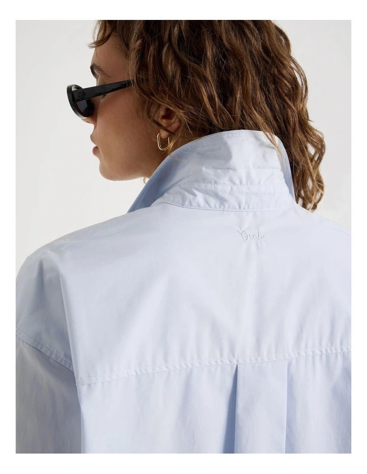 Poplin Oversized Long Sleeve Shirt in Blue image 4