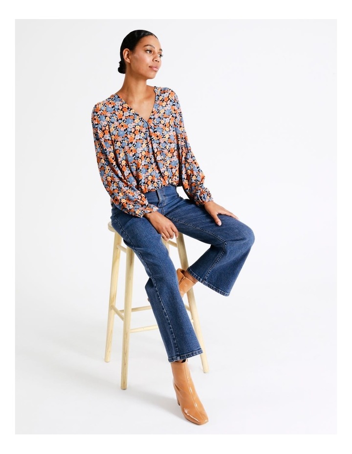 Grab Denim Long Sleeve Mock Wrap Top 
