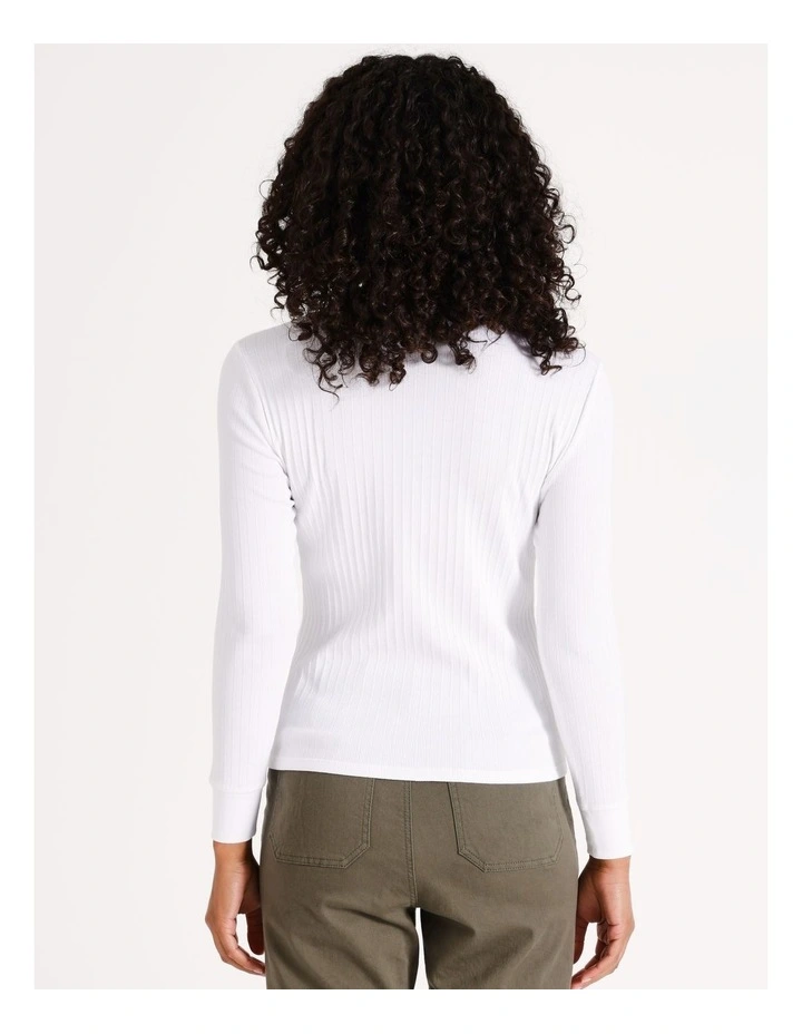 Organic Blend Long Sleeve Henley Tee in Ivory image 4
