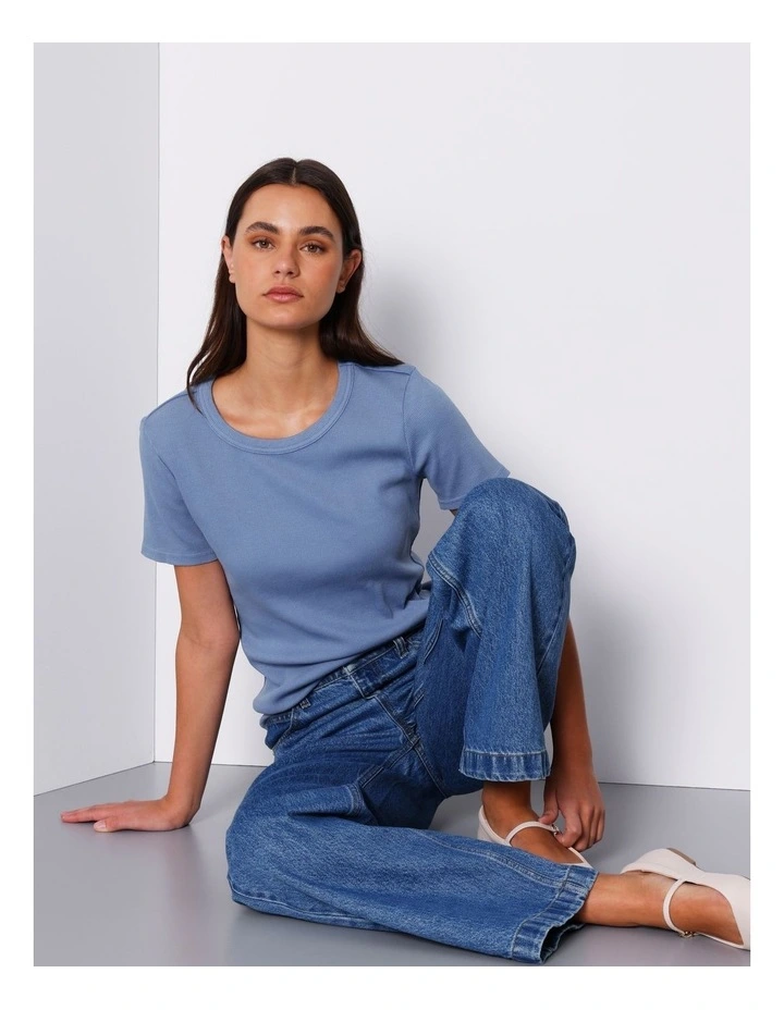 Organic Blend Washed Short Sleeve Tee in Infinity Blue image 2