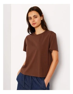 Relaxed Crew Neck Tee in Brown