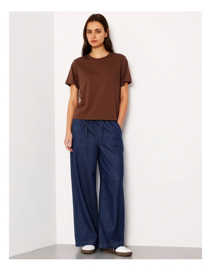 Relaxed Crew Neck Tee in Brown image 2