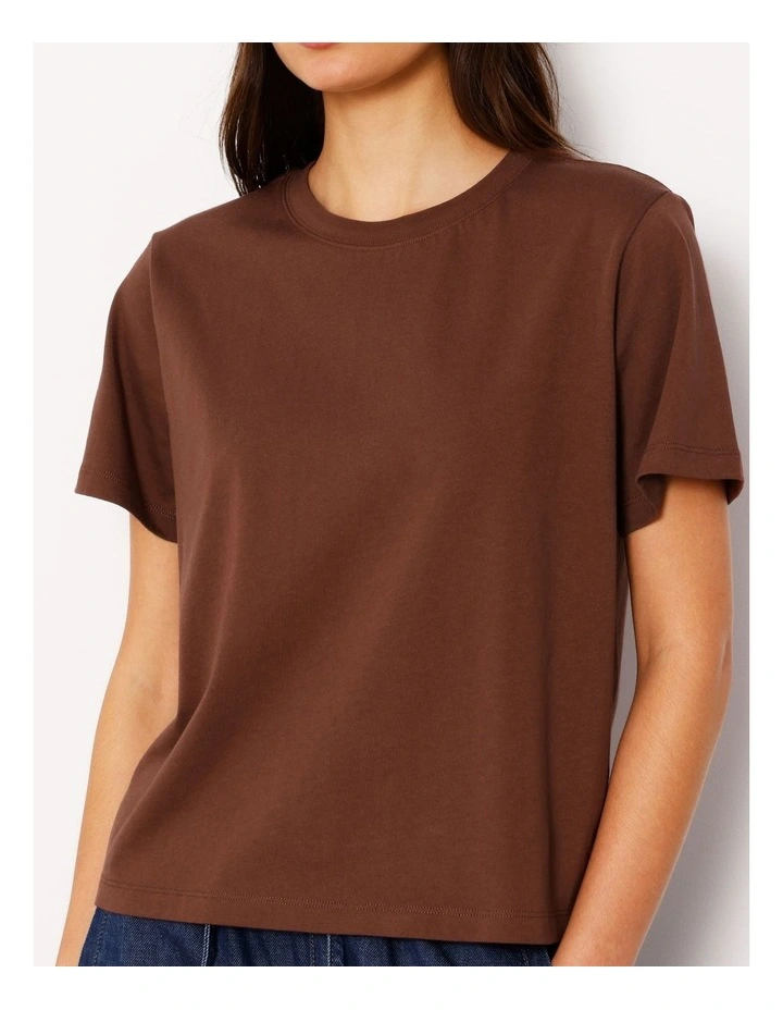 Relaxed Crew Neck Tee in Brown image 3