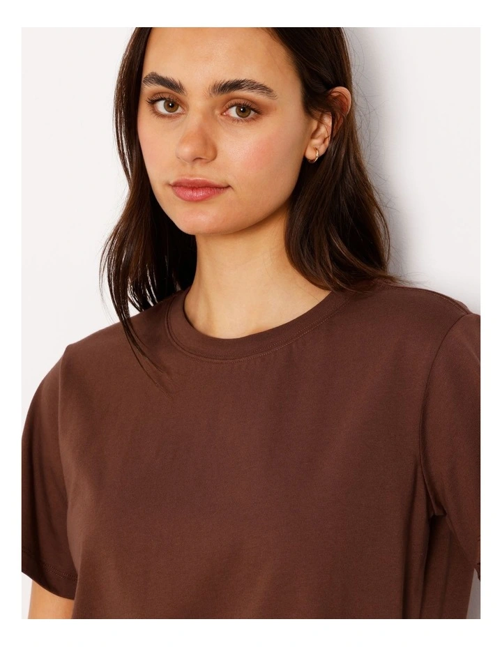 Relaxed Crew Neck Tee in Brown image 4