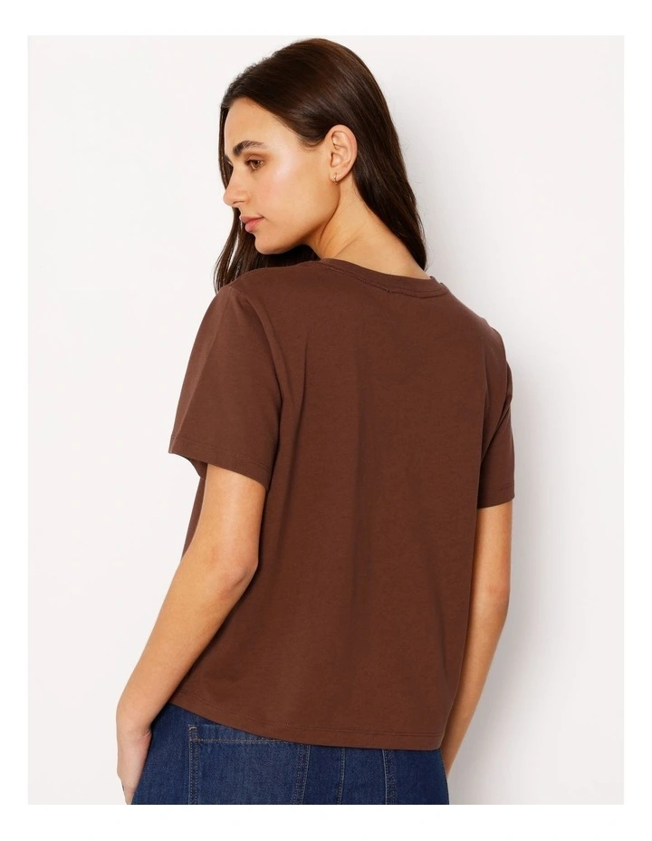 Relaxed Crew Neck Tee in Brown image 5