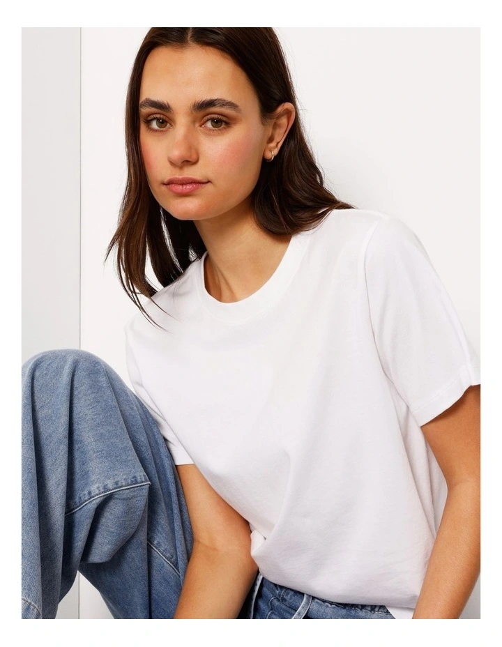 Relaxed Crew Neck Tee in White image 1