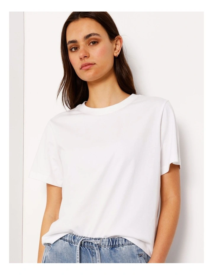 Relaxed Crew Neck Tee in White image 2