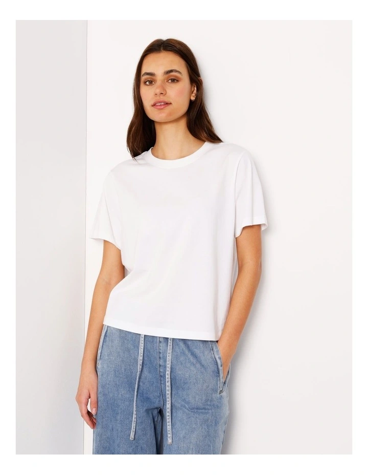 Relaxed Crew Neck Tee in White image 4