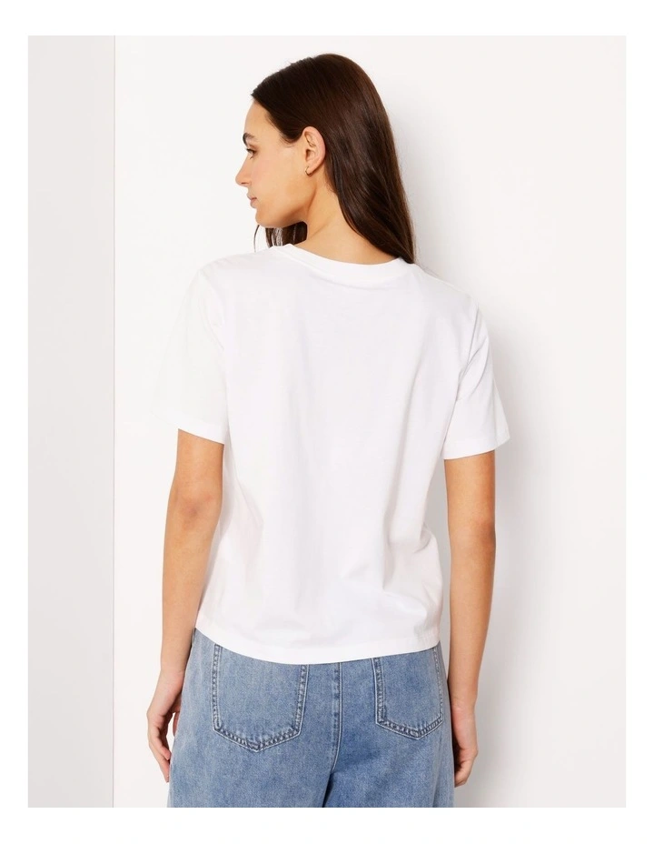 Relaxed Crew Neck Tee in White image 5