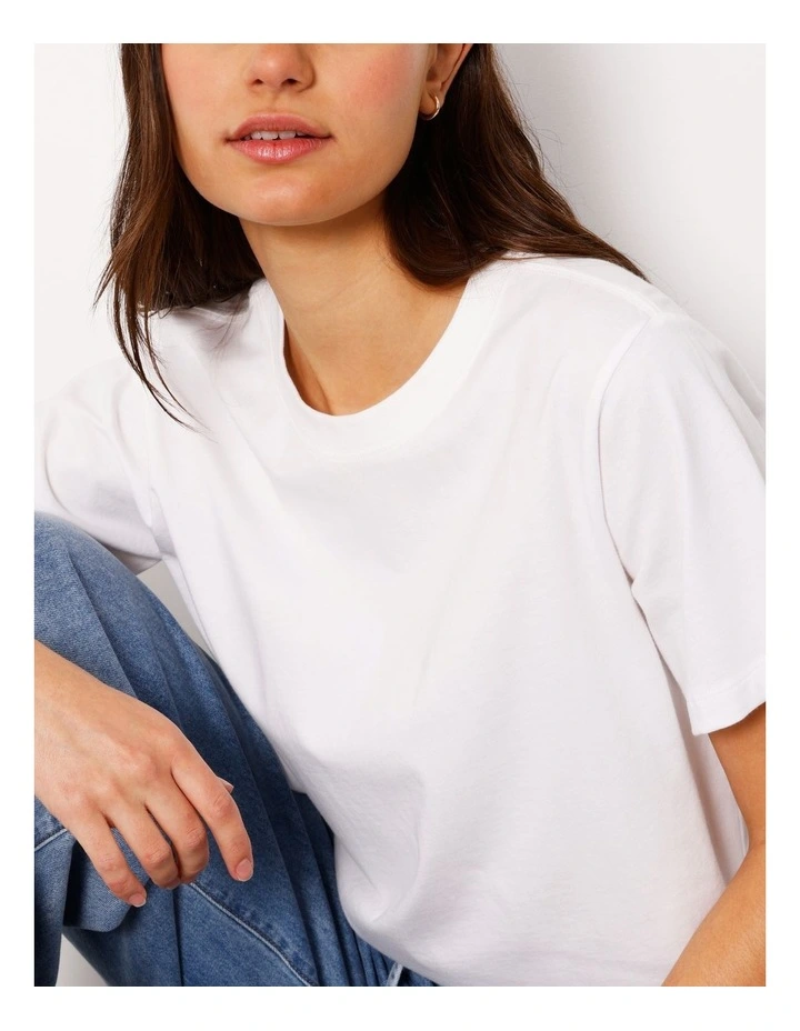 Relaxed Crew Neck Tee in White image 6