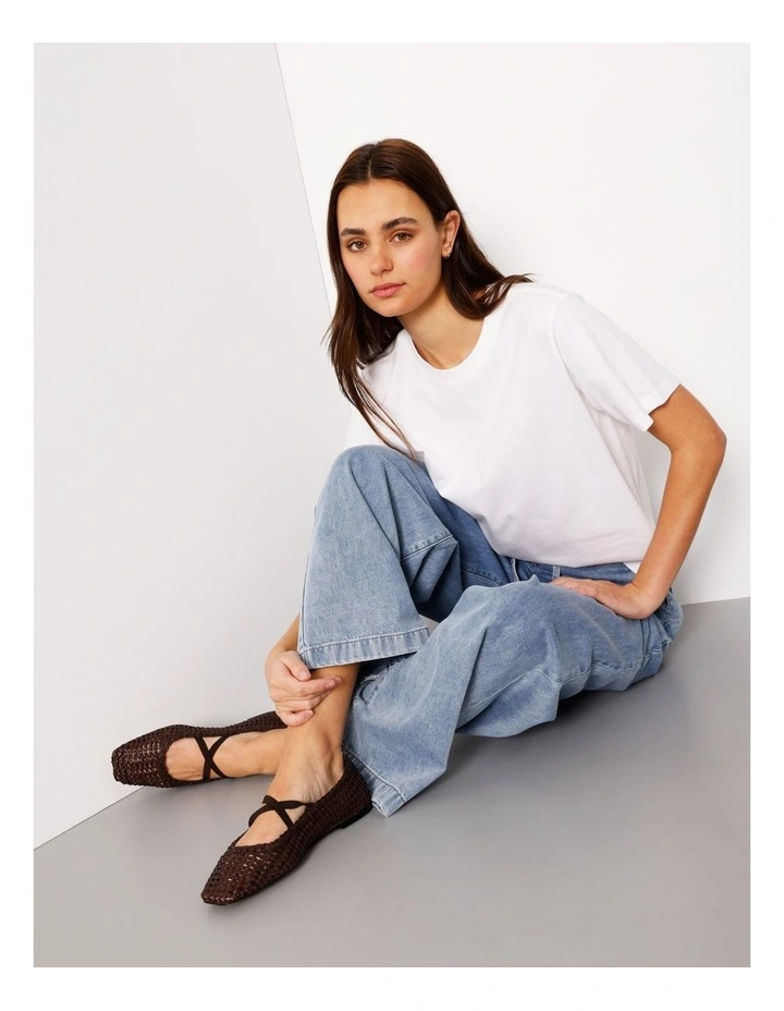 Relaxed Crew Neck Tee in White image 7