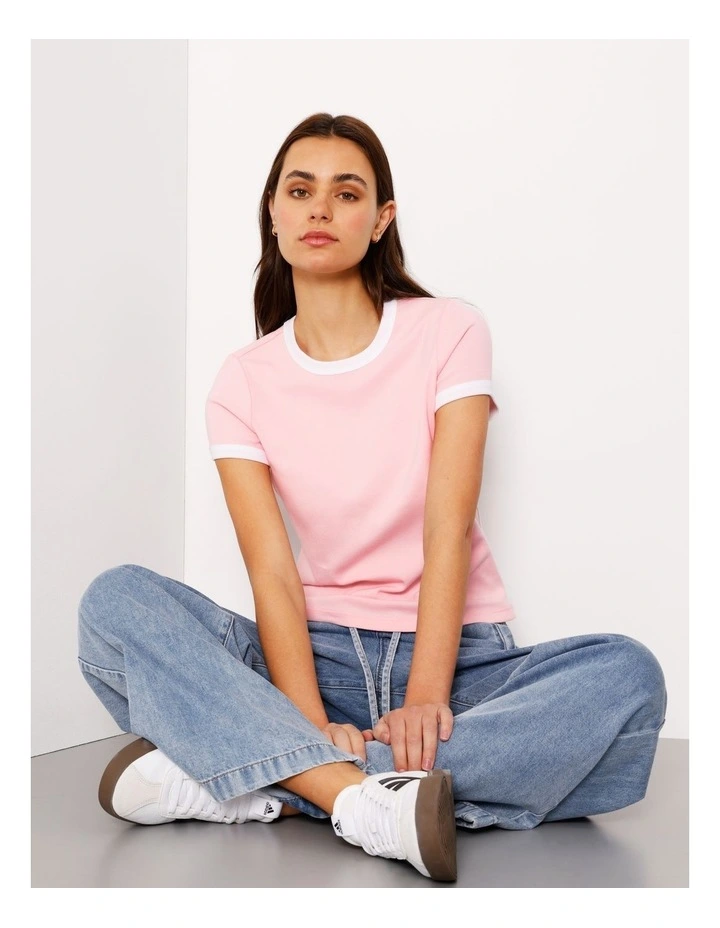 Ringer Tee in Pink/White image 1