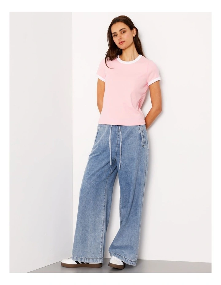 Ringer Tee in Pink/White image 2