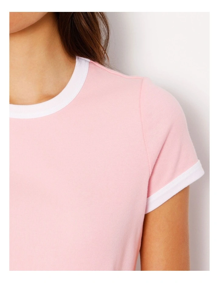 Ringer Tee in Pink/White image 3