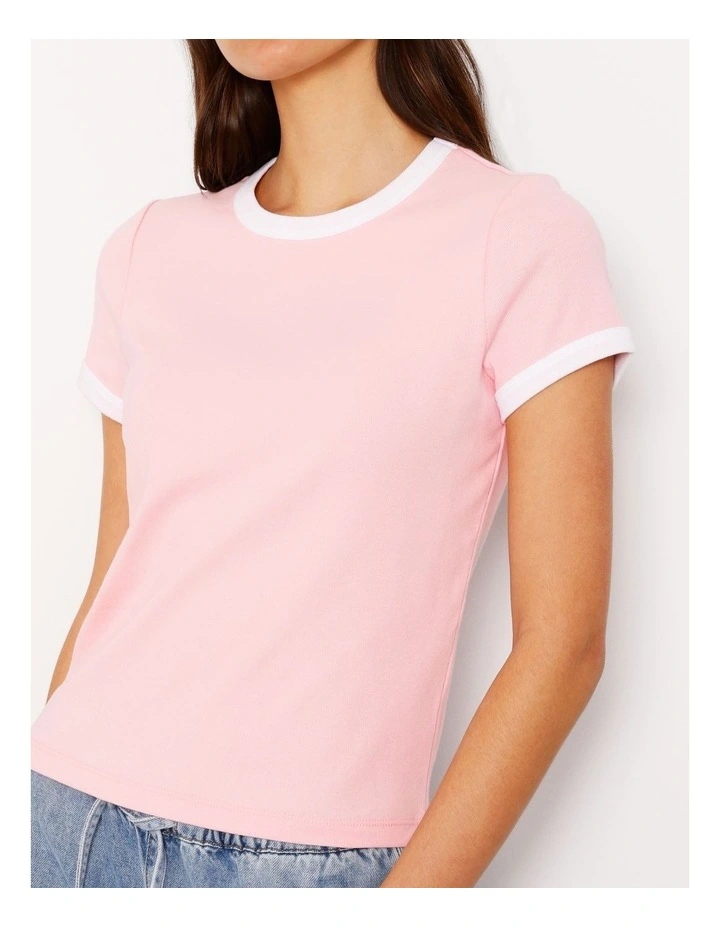 Ringer Tee in Pink/White image 5