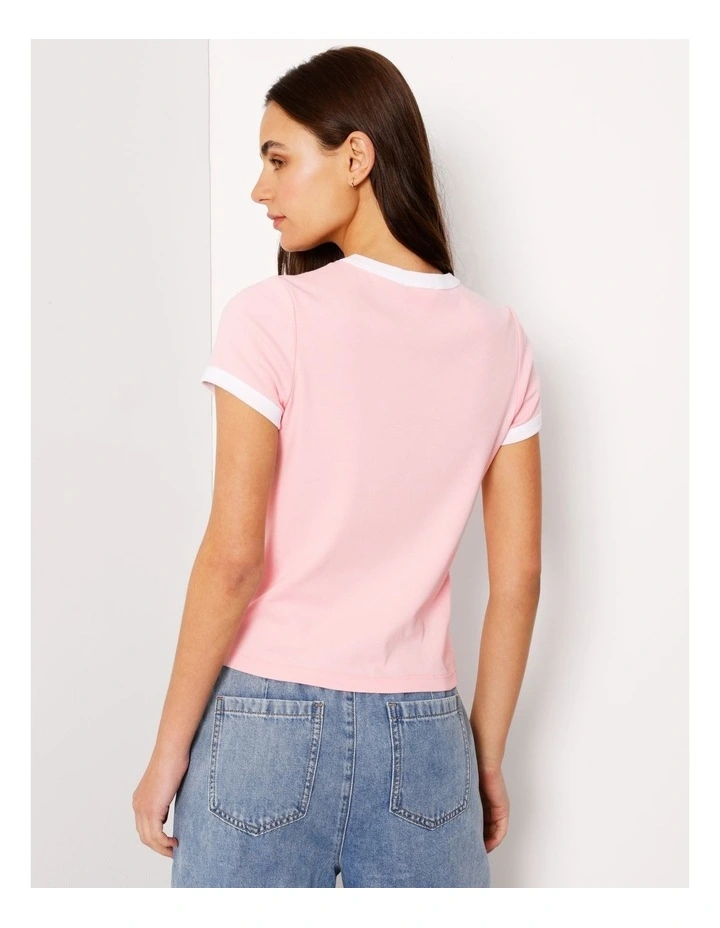 Ringer Tee in Pink/White image 6