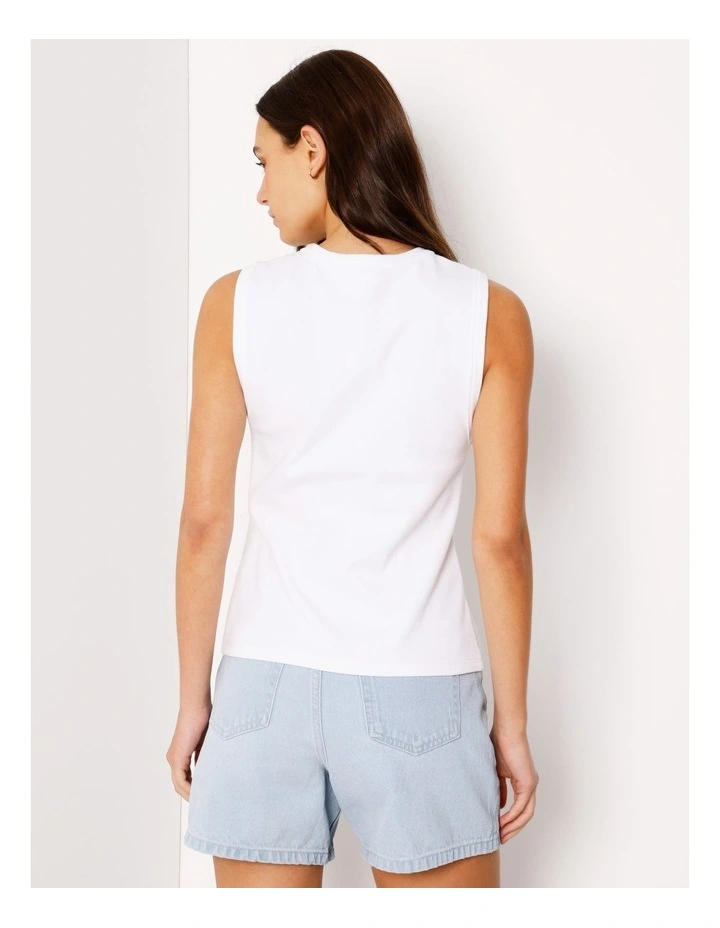 Button Through Rib Tank in White image 6