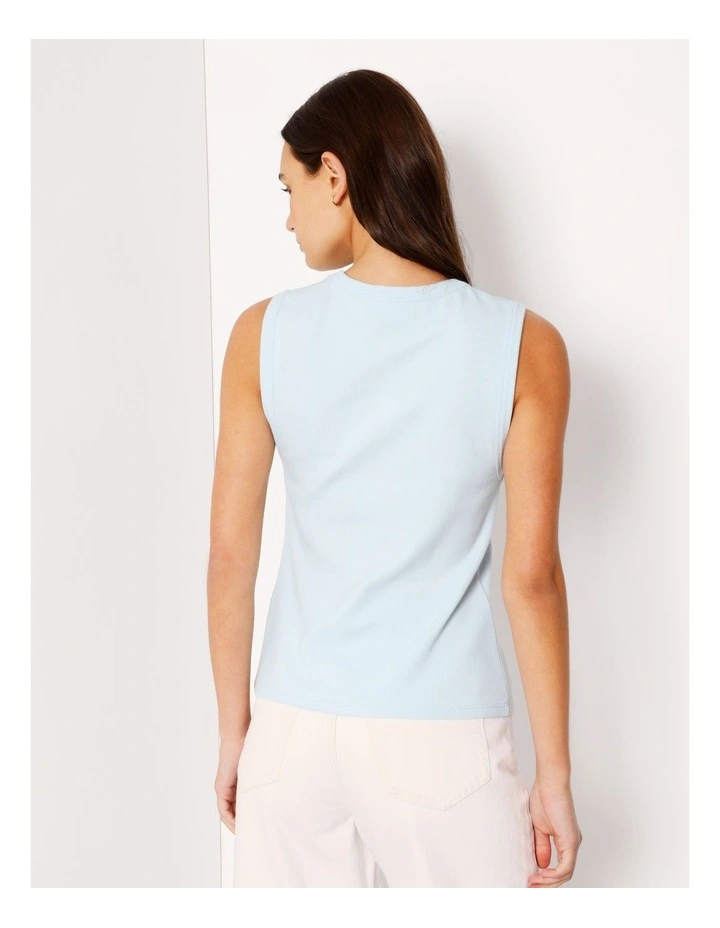 Button Through Rib Tank in Ice Blue image 6