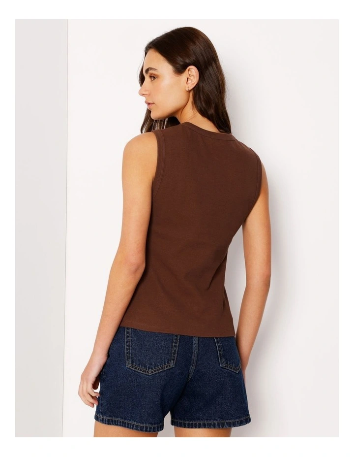 Button Through Rib Tank in Brown image 6