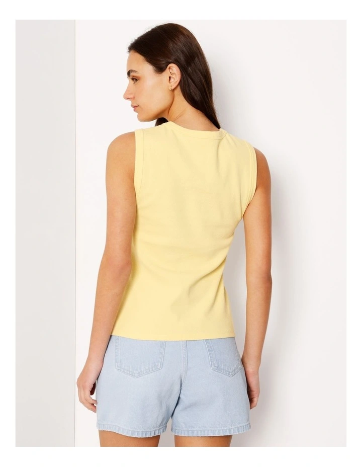 Button Through Rib Tank in Light Yellow image 6
