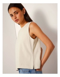 Relaxed Crew Neck Tank in Beige