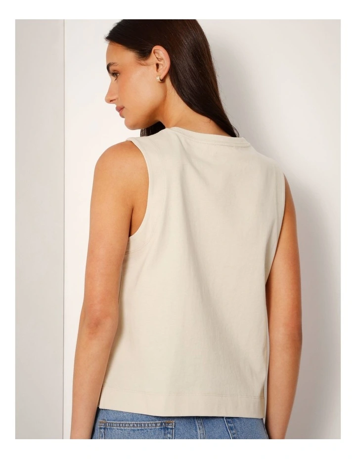 Relaxed Crew Neck Tank in Beige image 6