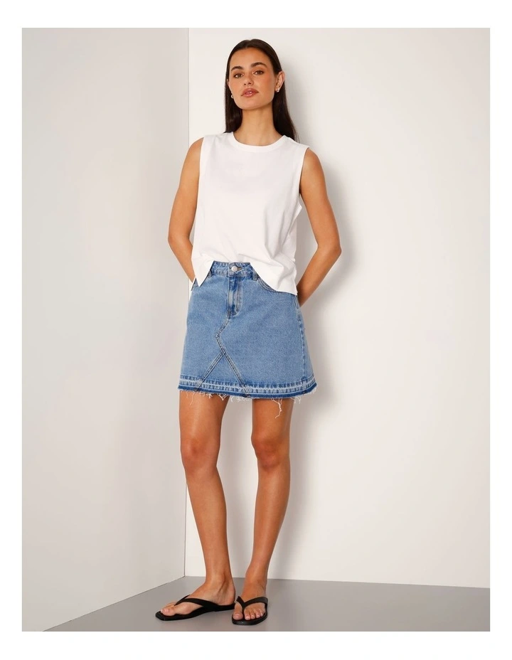 Relaxed Crew Neck Tank in White image 4