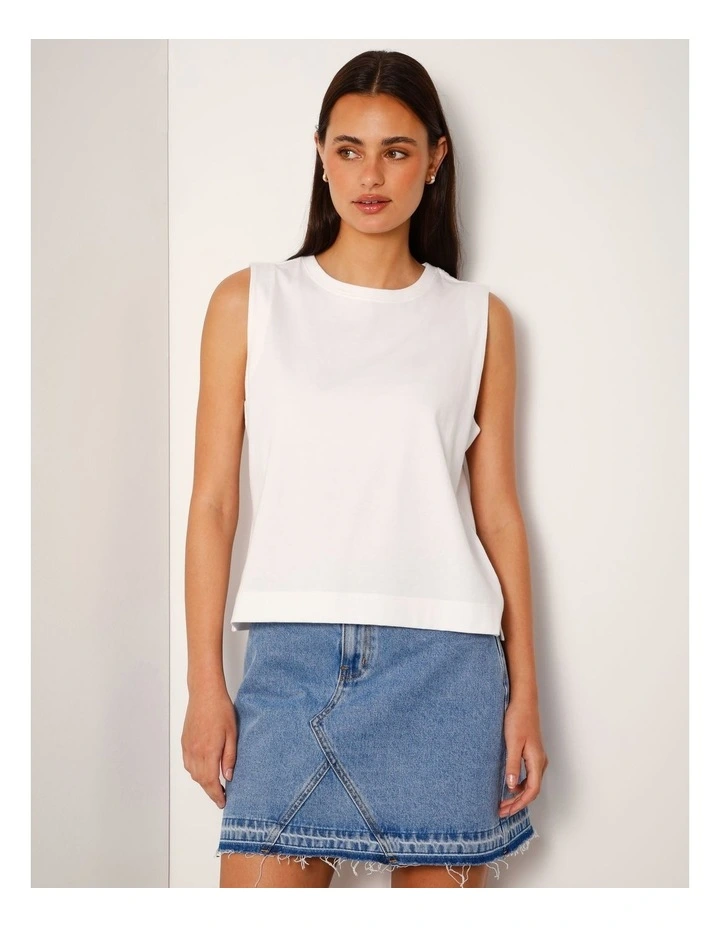 Relaxed Crew Neck Tank in White image 5