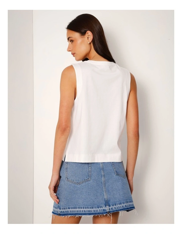 Relaxed Crew Neck Tank in White image 6