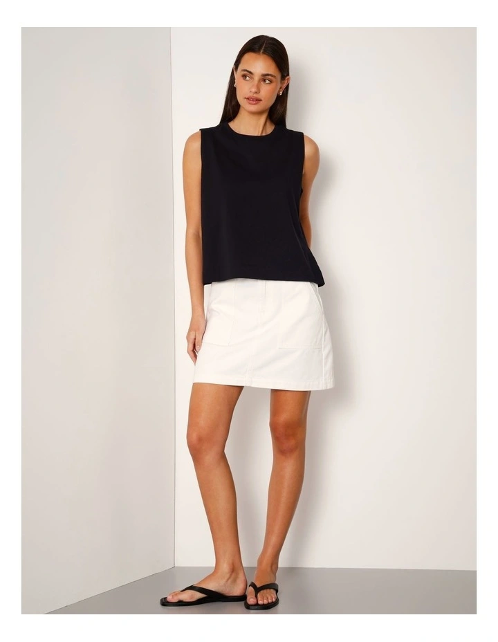 Relaxed Crew Neck Tank in Black image 2