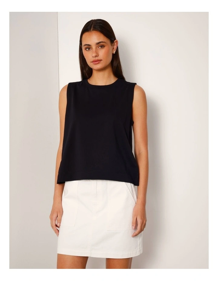 Relaxed Crew Neck Tank in Black image 4