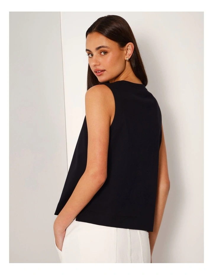 Relaxed Crew Neck Tank in Black image 5