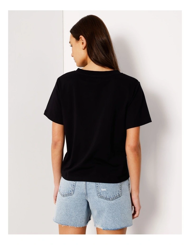 Relaxed V-Neck Tee in Black image 5