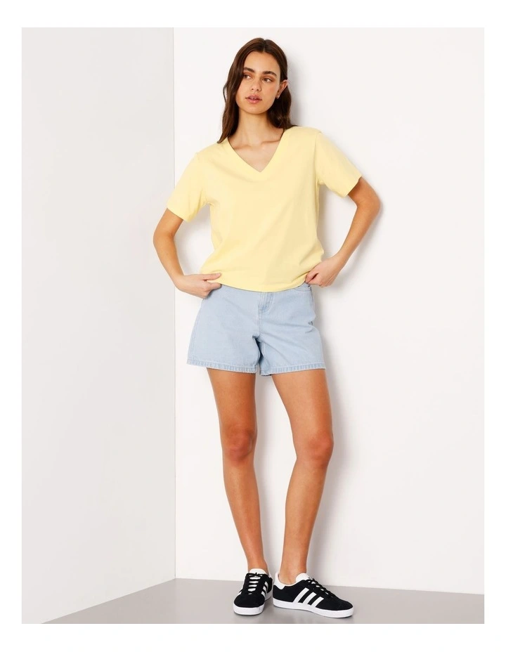 Relaxed V-Neck Tee in Light Yellow image 2