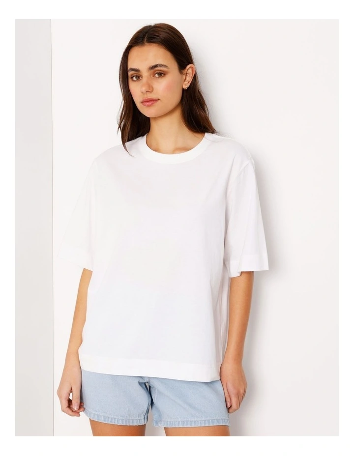 Boxy Oversized Tee in White image 3