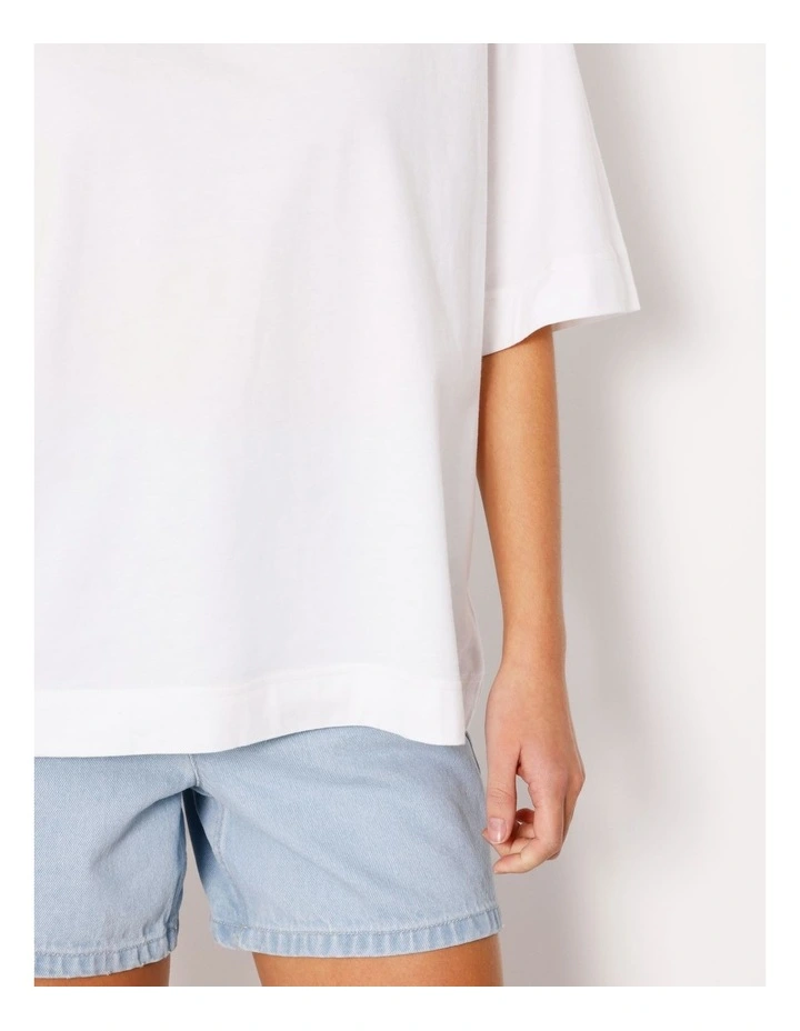Boxy Oversized Tee in White image 4