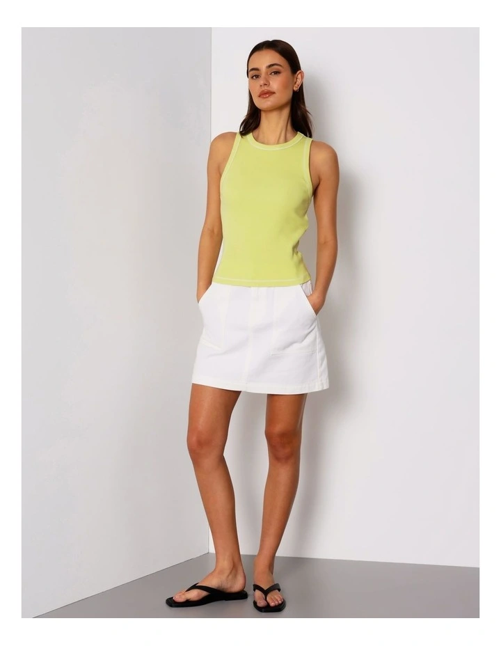 Rib Tank in Pale Green/White Stitch image 2