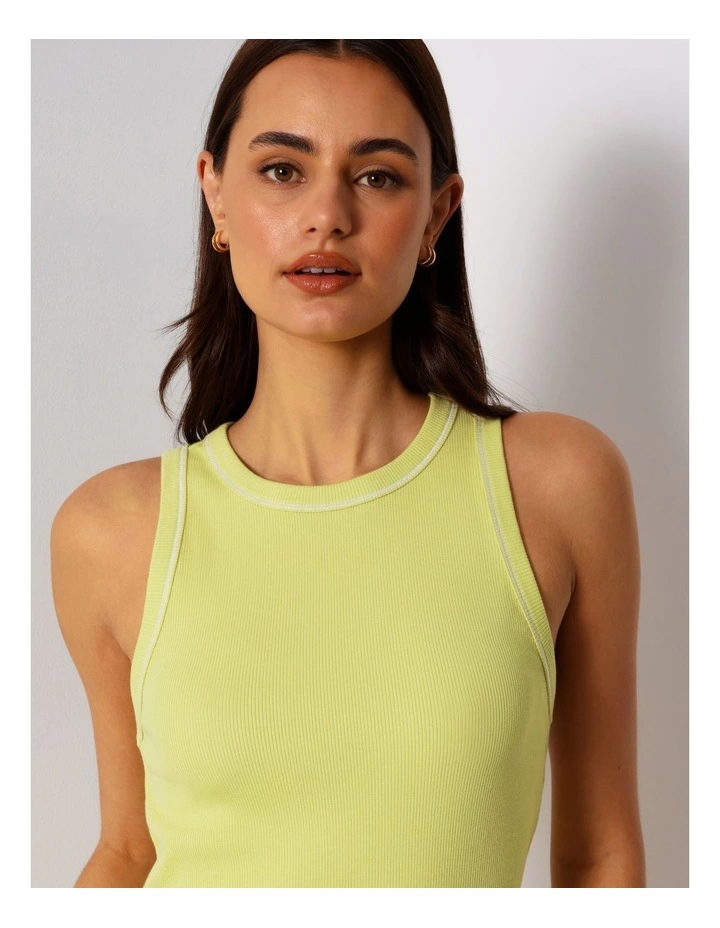 Rib Tank in Pale Green/White Stitch image 3