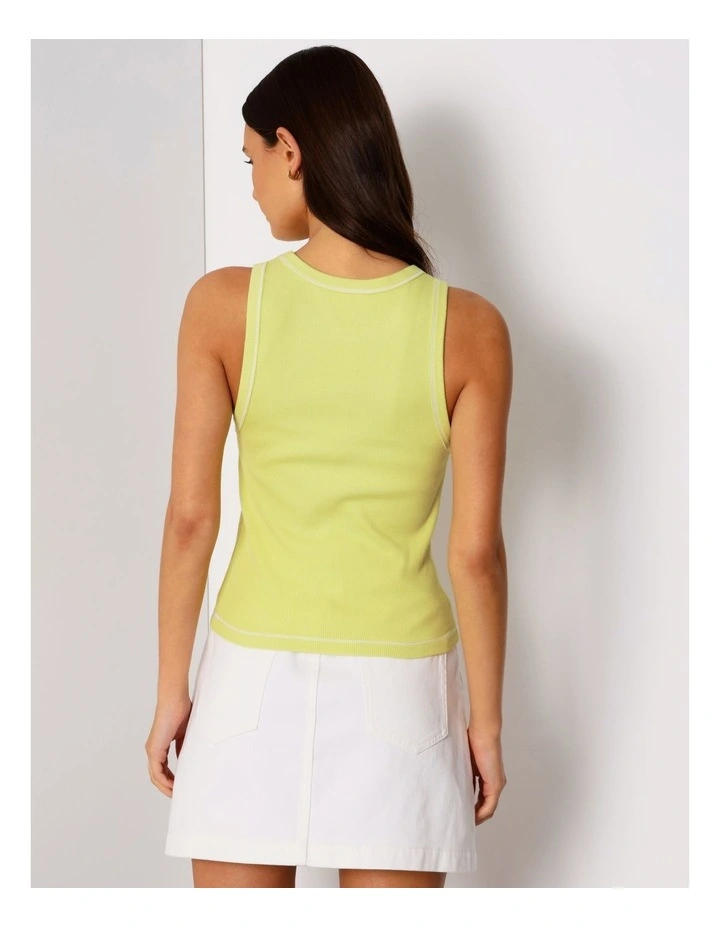 Rib Tank in Pale Green/White Stitch image 4