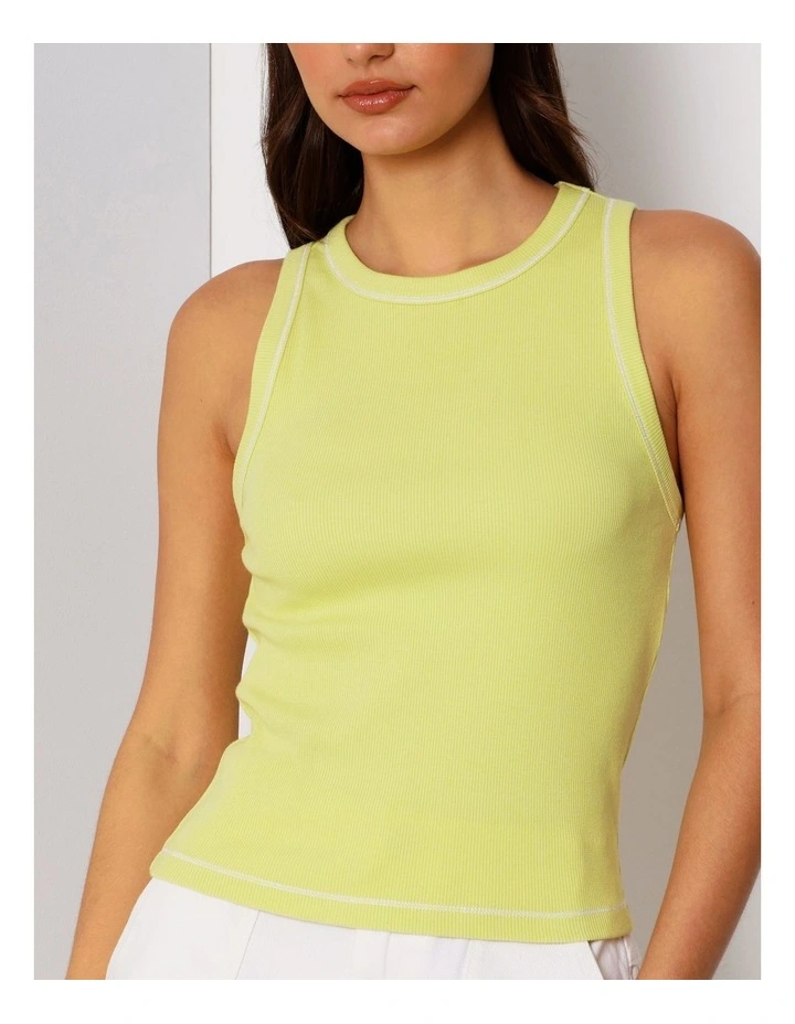 Rib Tank in Pale Green/White Stitch image 5