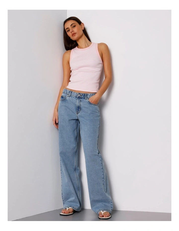 Rib Tank in Blush/Pristine Stripe image 3