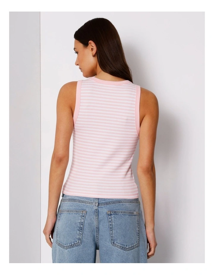 Rib Tank in Blush/Pristine Stripe image 5