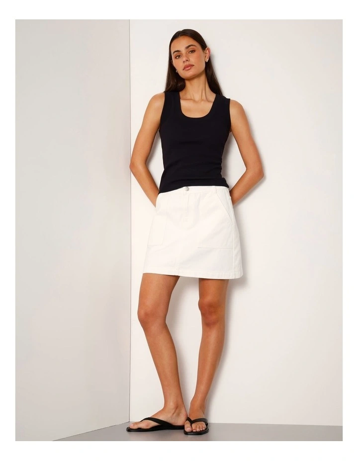 Scoop Neck Tank in Black/White Stitch image 2